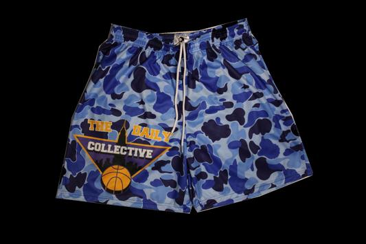 The Daily Collective Blue Camo Mesh Shorts